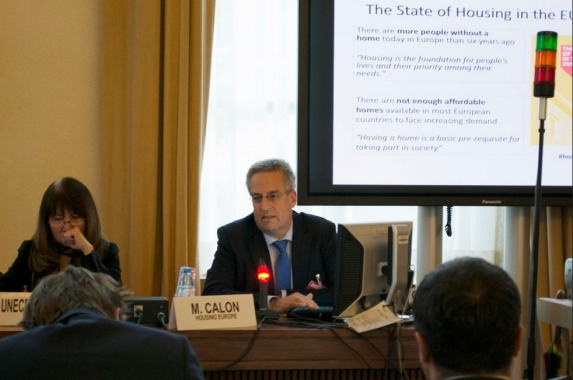 Marc Calon addressing UNECE HLM / Photo: Cecil Batac