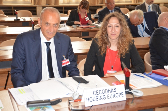 Our Research Coordinator, Alice Pittini and Marco Corradi from our Italian member organisation, Federcasa